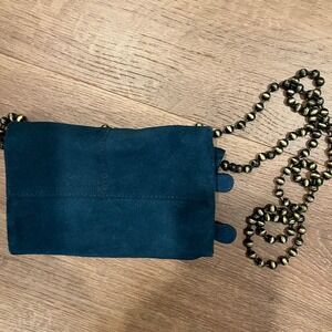 Free People Blue Suede Crossbody handbag with chain strap